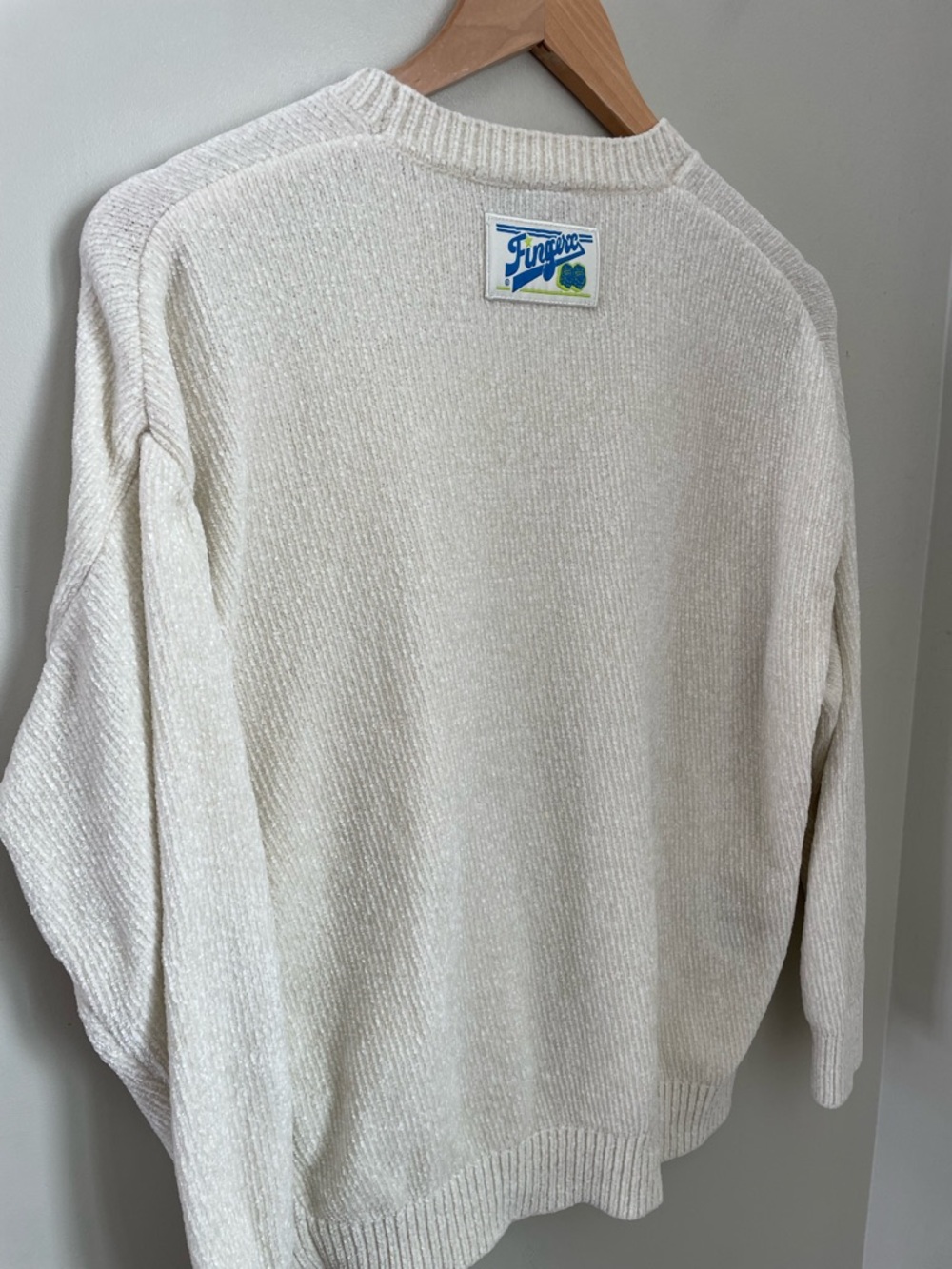Fingercroxx "Bigfoot" Chenille Knit Crewneck Sweater Cream Size XS/S Streetwear - Picture 7 of 11